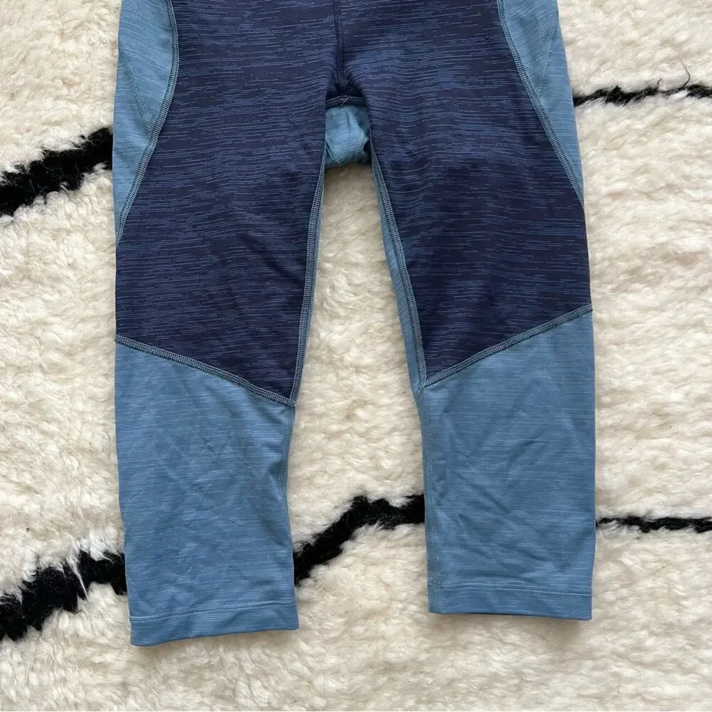 Outdoor Voices TechSweat Blue Colorblock High Rise Cropped Leggings
